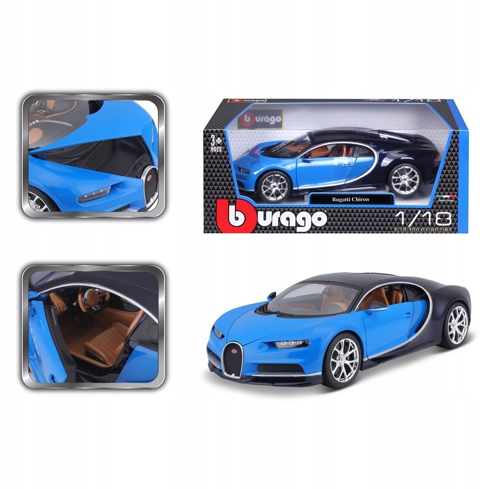 Bugatti Chiron 1:18 model Bburago 18-11040 nieb. Baterie NIE