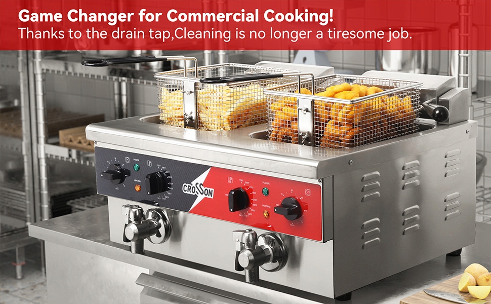 Gastronomická fritéza 2x6 l 3600 W s regulací teploty