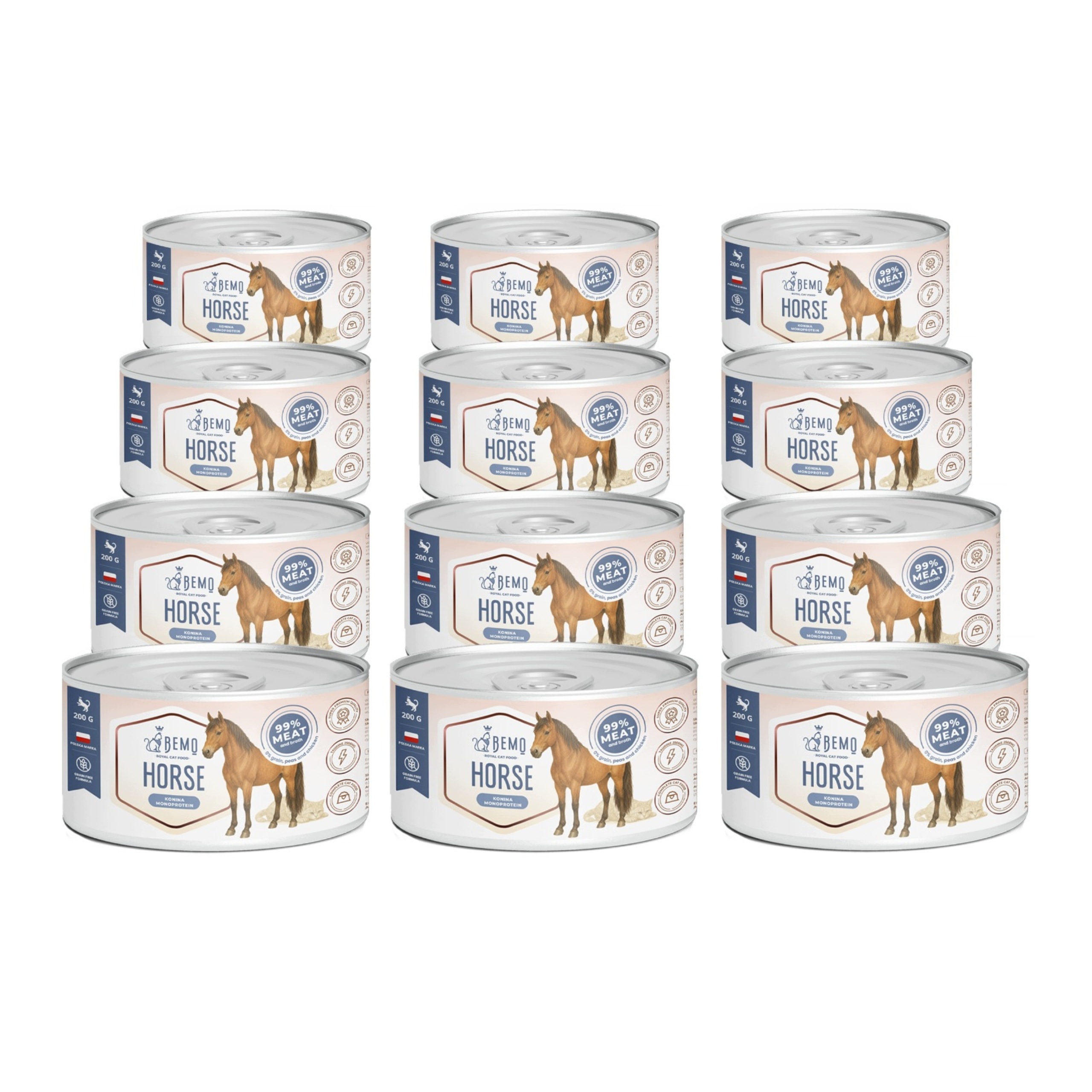Krmivo mokré pro kočky Bemo CatHorse Konina 12x200 g monoproteinové, bez obilovin