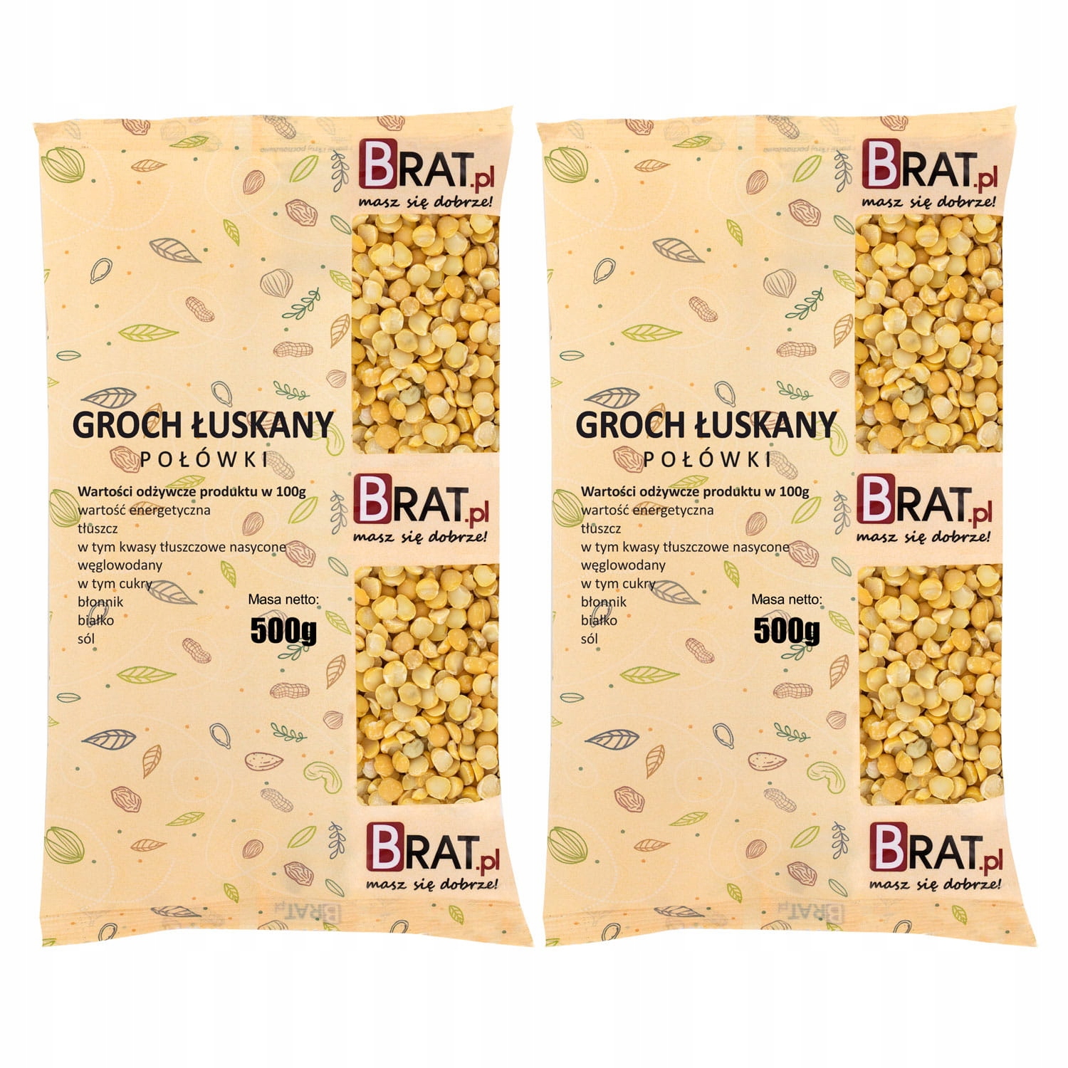 Levně 9X Brat Hrách loupaný půlky 1kg (2x500g)