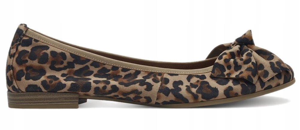 Tamaris dámské baleríny s mašličkou s leopardím vzorem, ploché, kožené, pohodlné, velikost 38