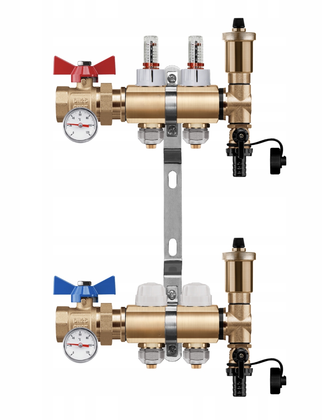 Rozdělovač podlahového vytápění 2 +pex+kulový Ventil Jednoduchý+teploměr
