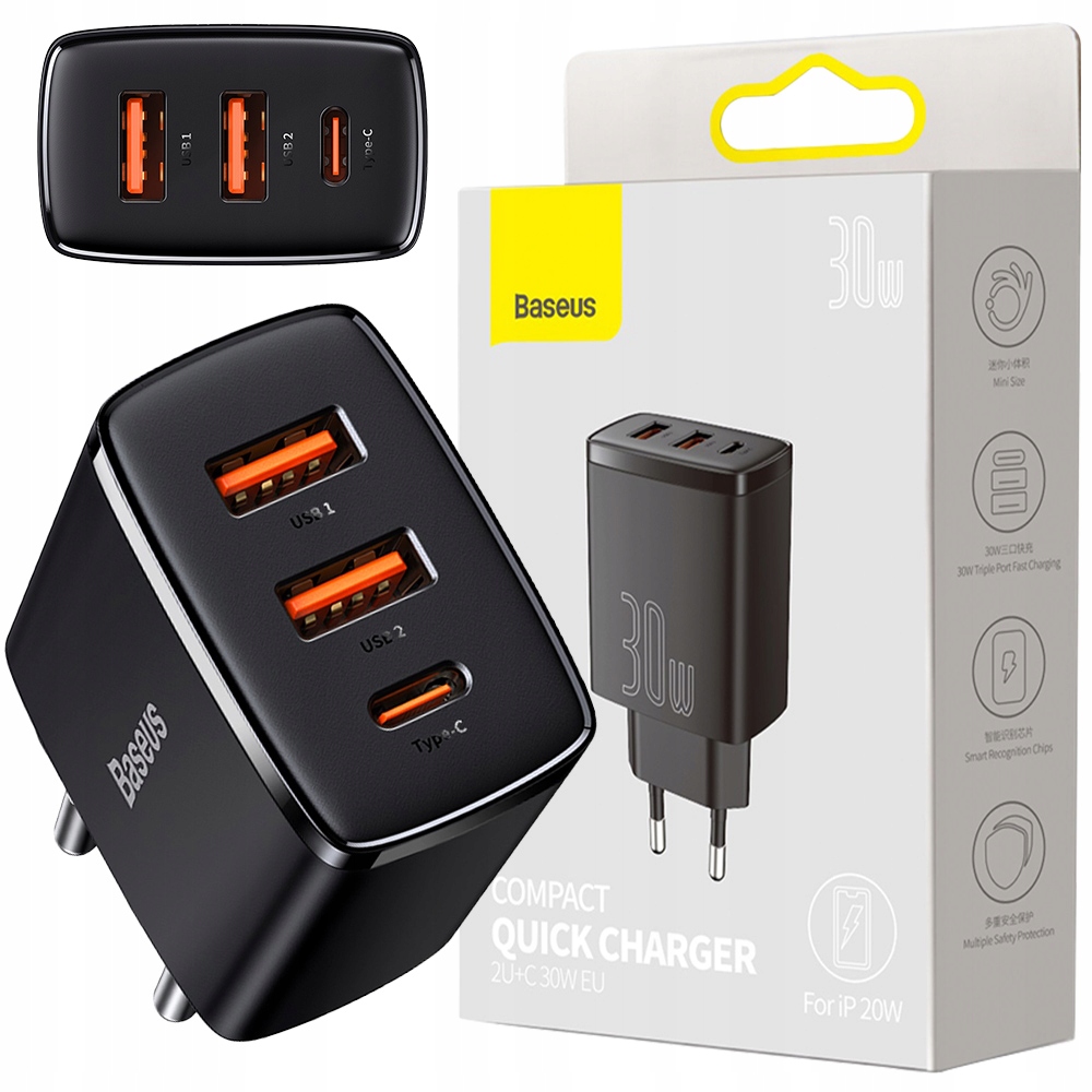

Baseus Ładowarka Sieciowa Usb Usb-c Qc 3.0 Pd 30W