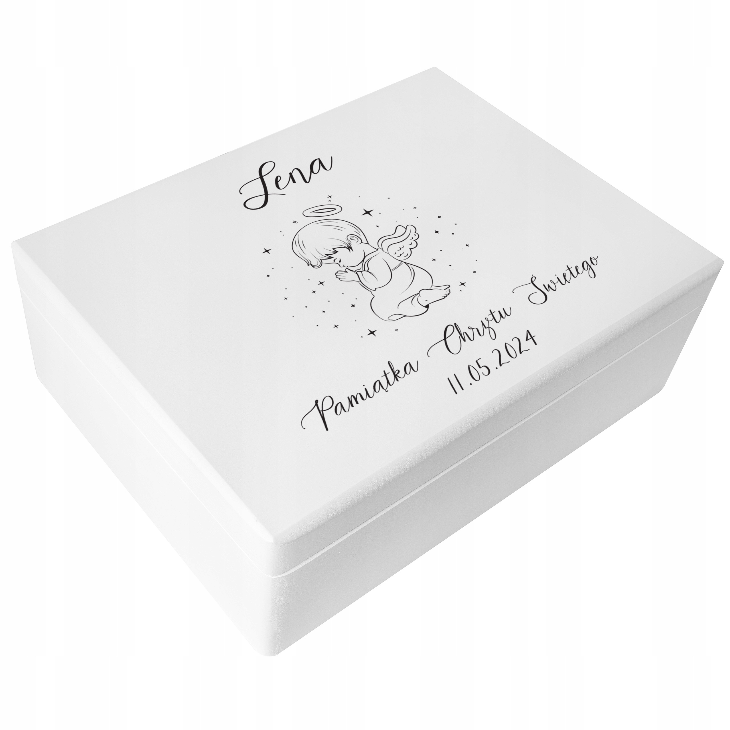 Krabička na křtiny gravírování dárek ke křtinám svatého 40x30