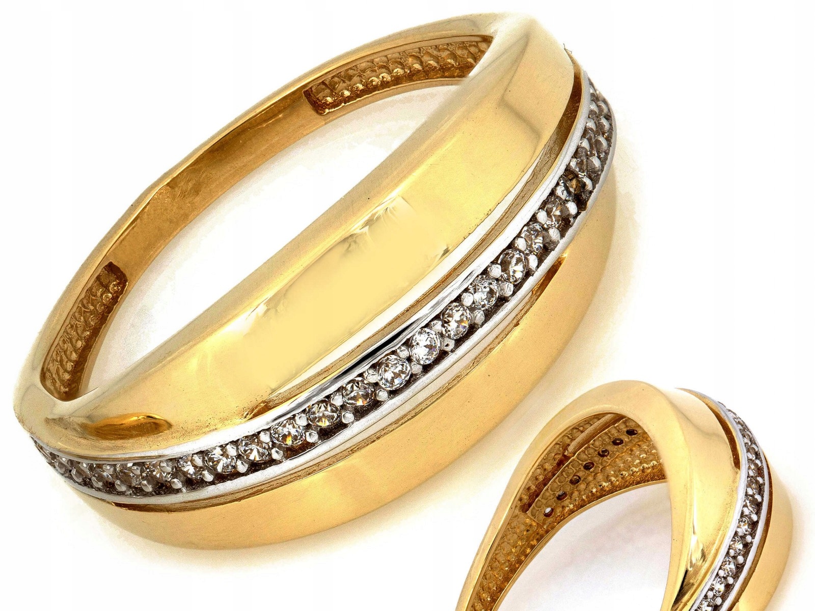 Elegantní zlatý prstýnek 585 Eternity s zirkony 2.98g R17 jako dárek