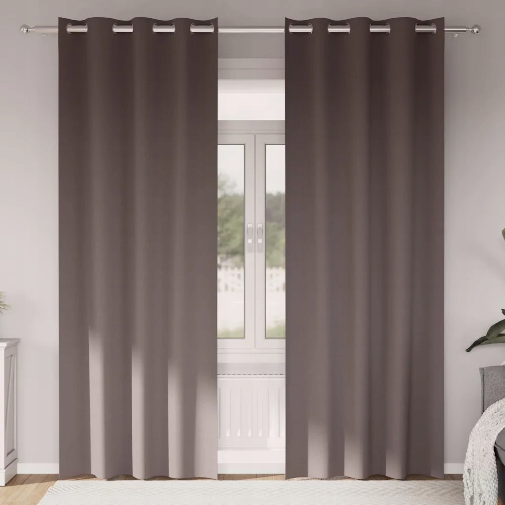 vidaXL Závěsy na zatemnění s kroužky 2 pcs Tmavě hnědá 260 x 140 cm