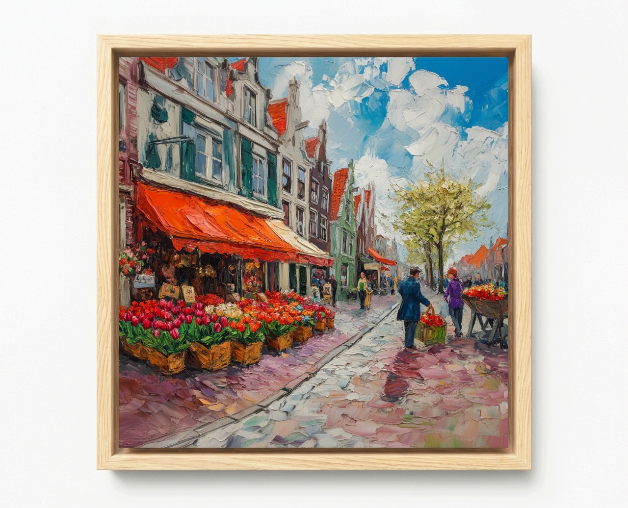 Obraz Rám Americký Box Amsterdam Nizozemsko Trh Květiny Tulipány 80x80