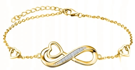 

Złota Bransoletka Serce Nieskończoność Grawer