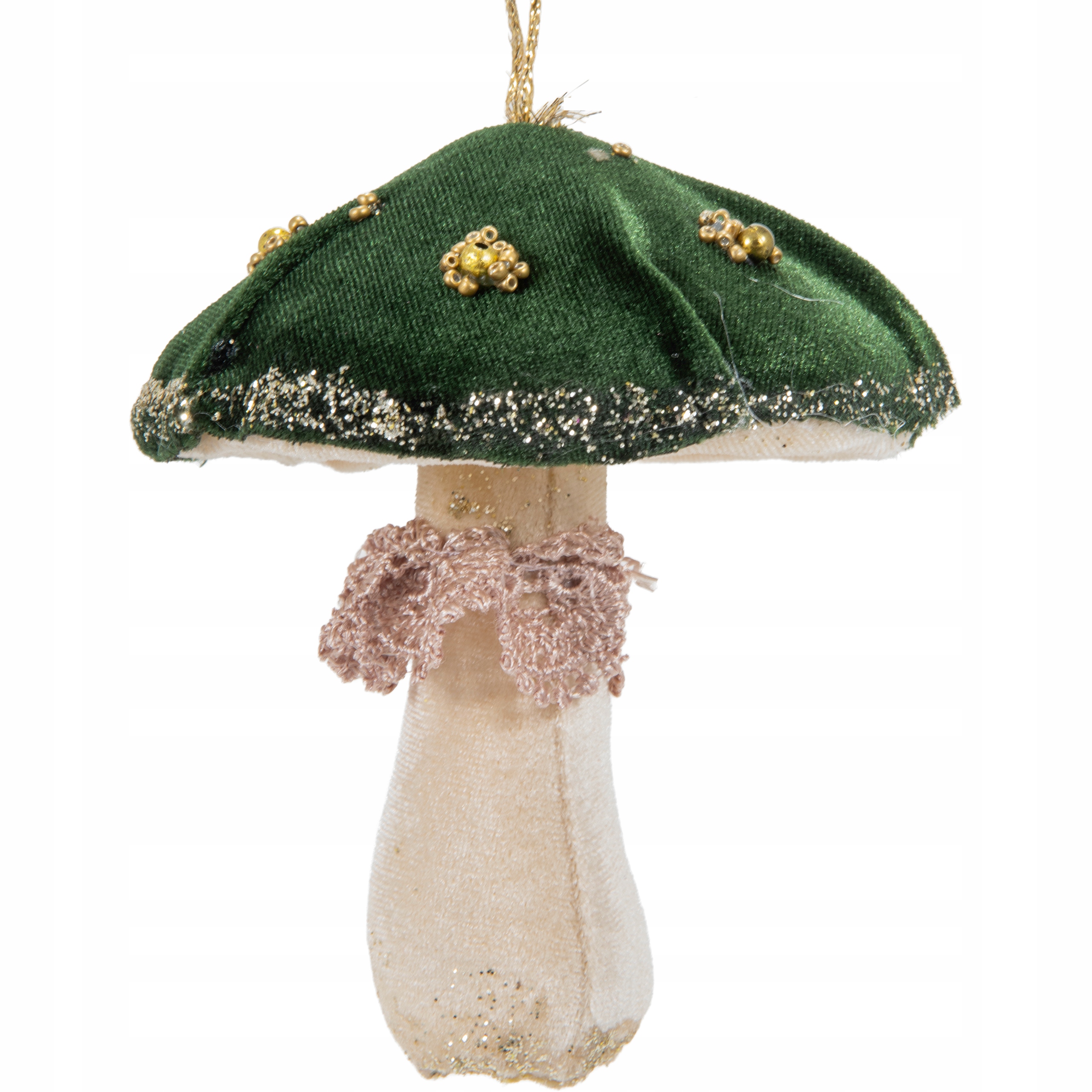 Zelená houba z Veluru Vánoční přívěsek 12 cm