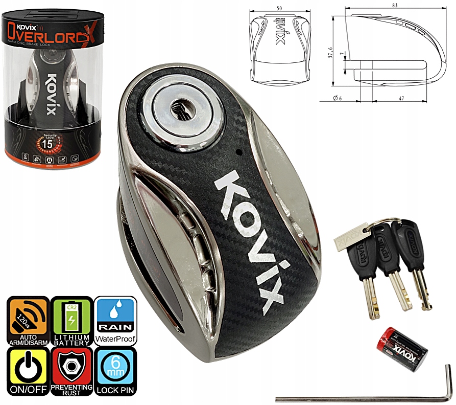 Blokování Brzdového Kotouče S Alarmem 120 dB Kovix Je Ideální Pro Velké Motocykly