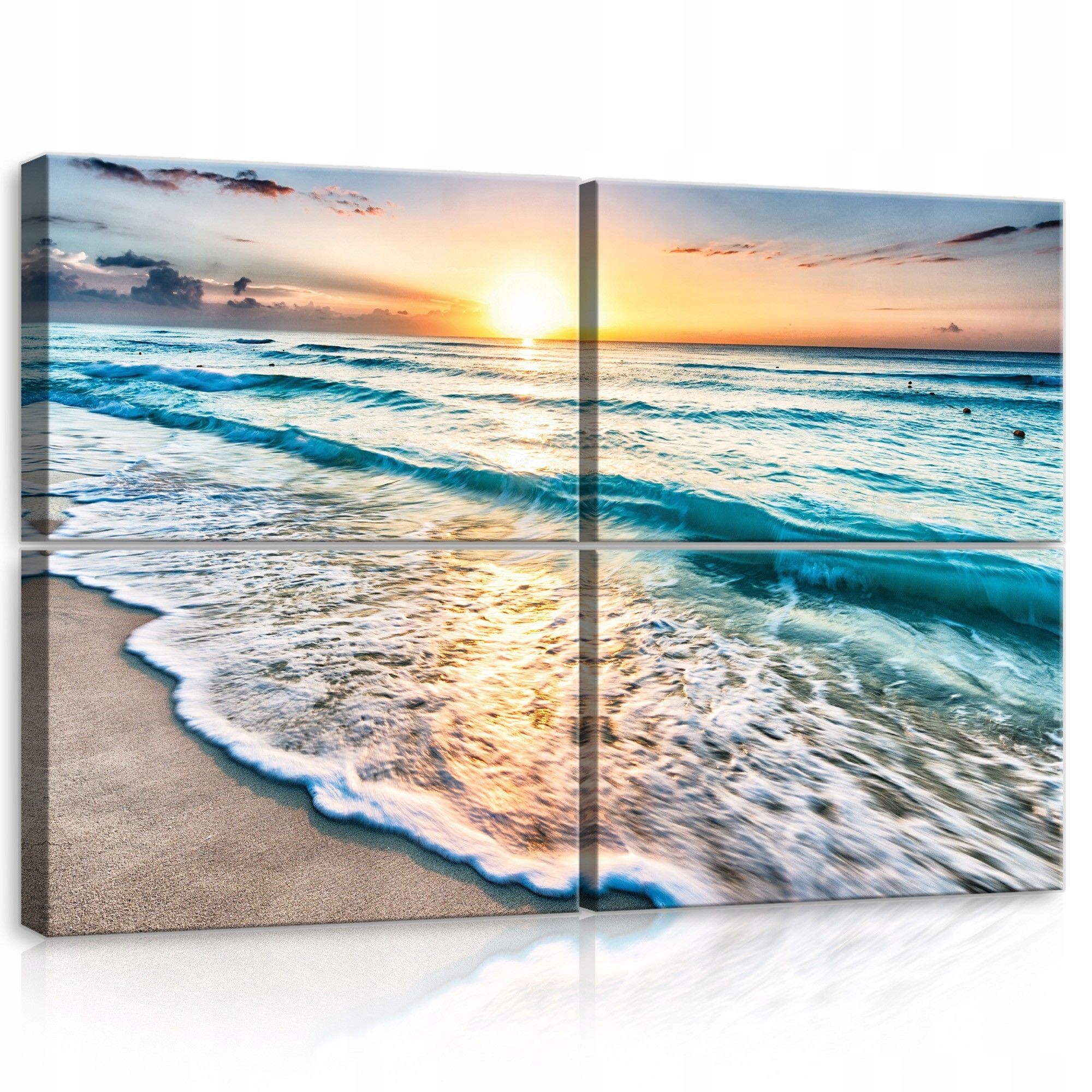 Obraz 120x80 Východ slnka oceán more pláž vlny breh obloha mraky