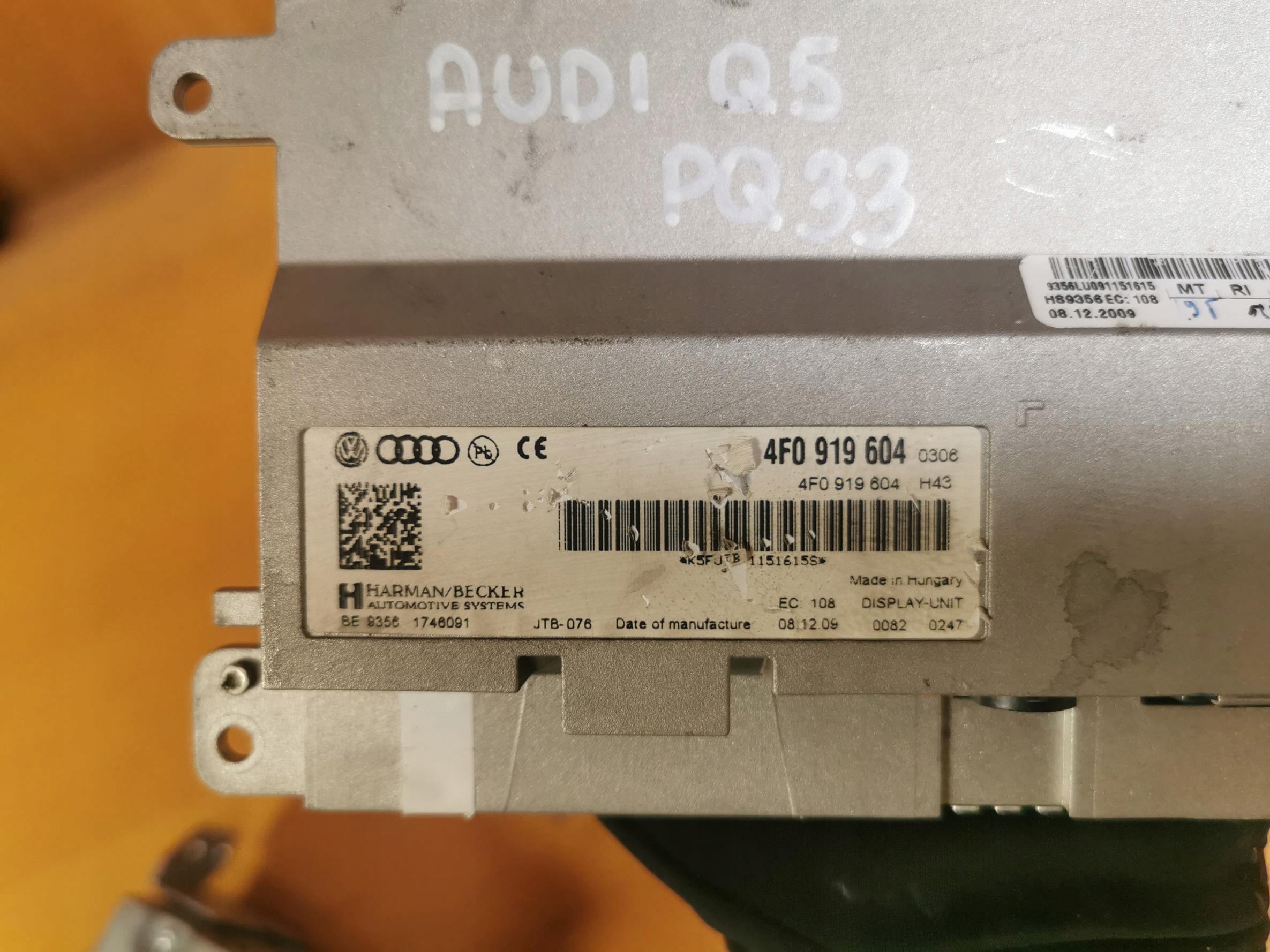 EKRAN schermo radio AUDI Q5 e 8R 4F0919604 EU