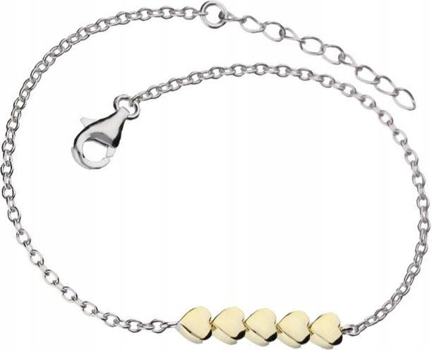 Stříbrný náramek 925 s pozlacenými srdíčka 2,50 g, moderní vzor jako dárek