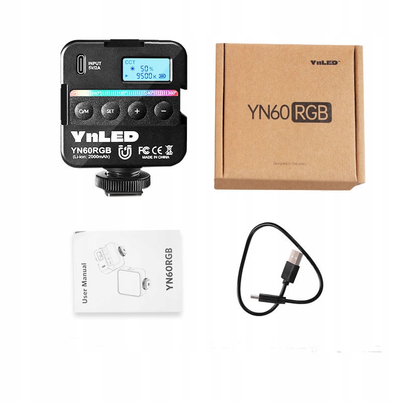 Lampa ledowa LED Yongnuo YN60 RGB WB 2500K - 9500K panel USB-C Źródło światła LED