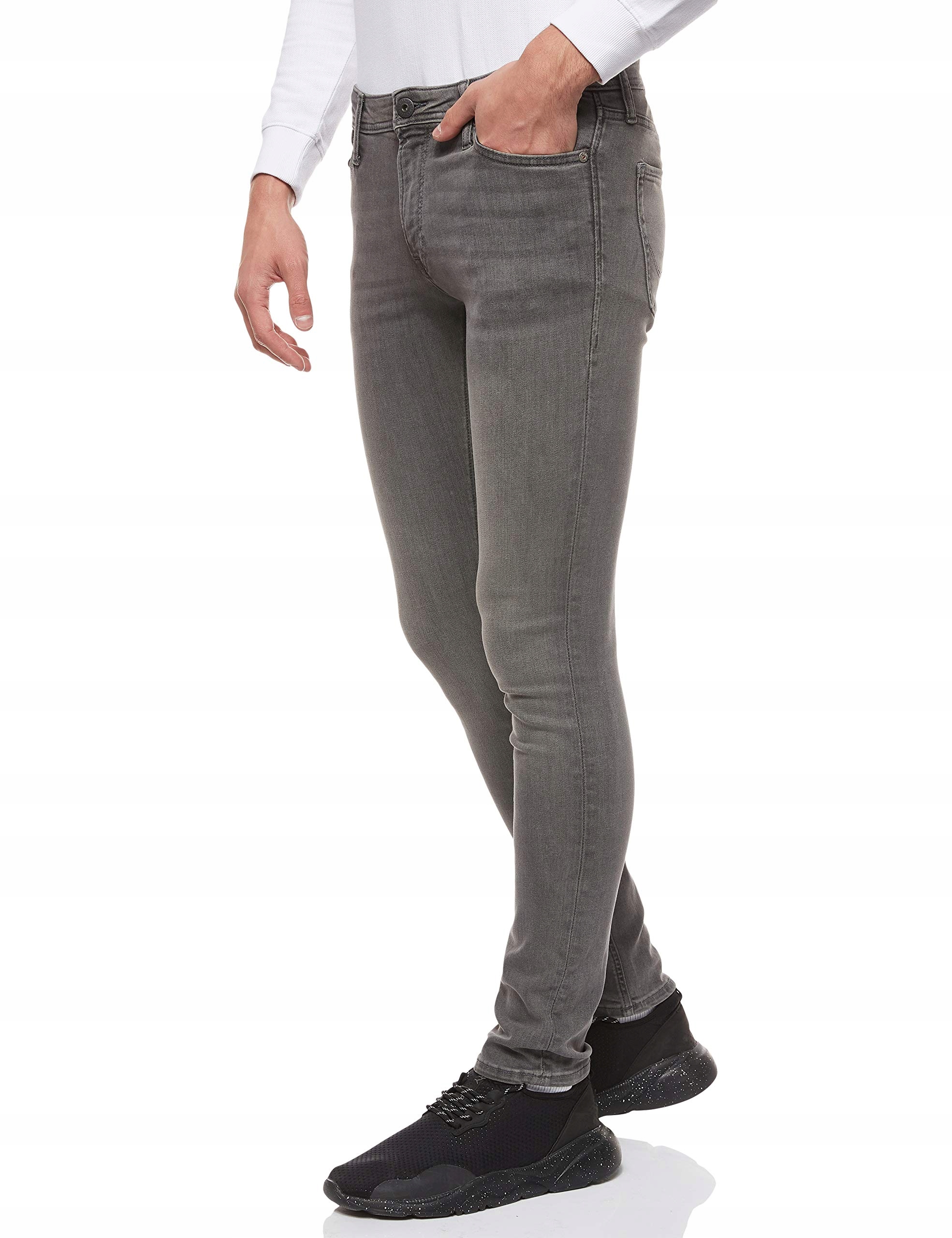 Jack And Jones Šedé Jednoduché Džíny S Oděrkami Bavlna 29/34 6FA