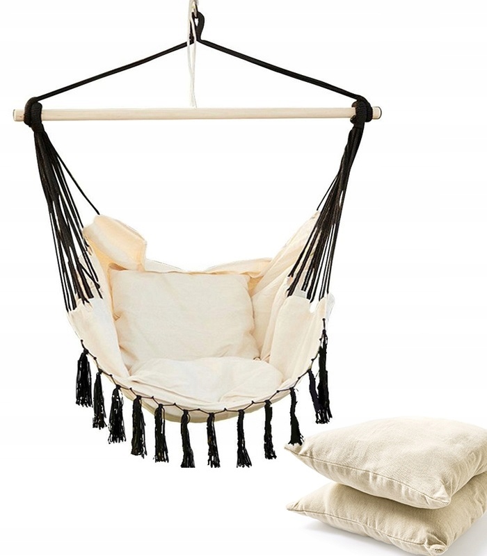FOTEL KRZESŁO BRAZYLIJSKIE Z DWOMA PODUSZKAMI DO OGRODU HUŚTAWKA HAMAK