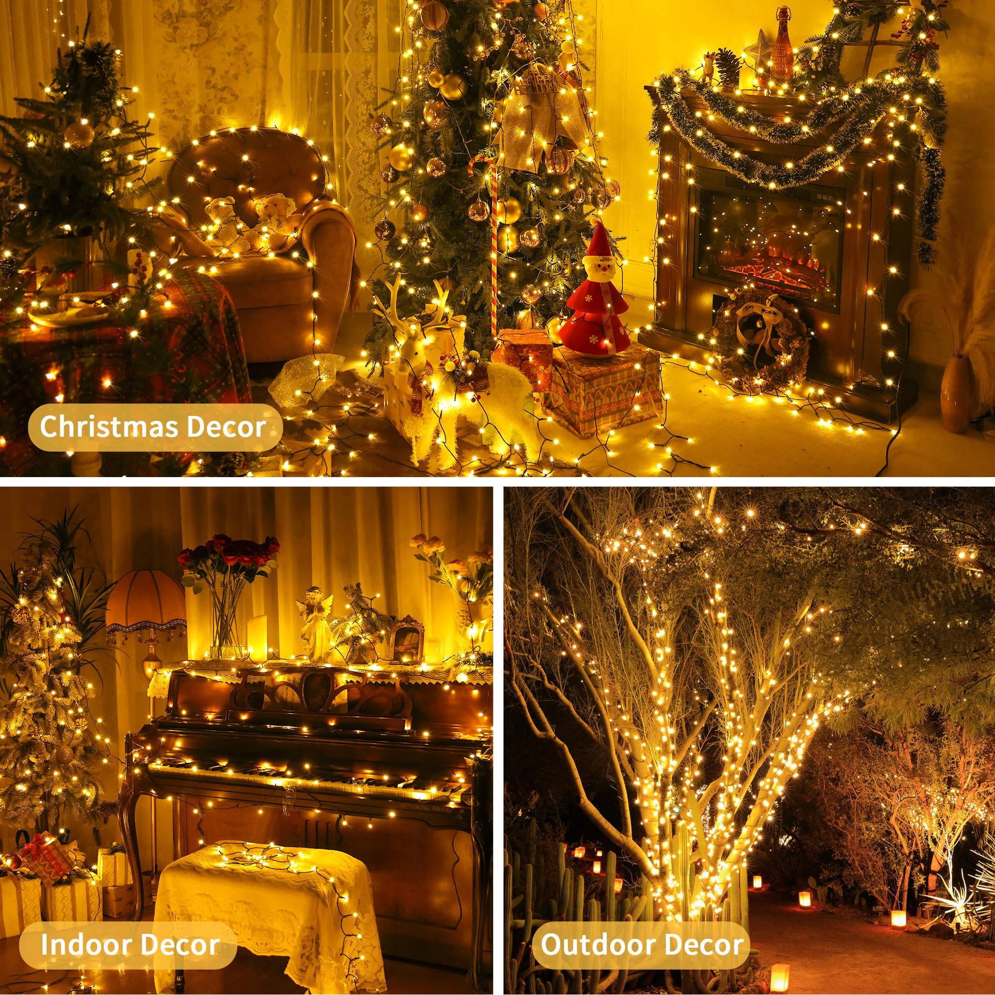 AURIOSTAR Lampki Świąteczne Zewnętrzne Wewnętrze Girlanda 20m 200 LED IP44 — miniatura 7