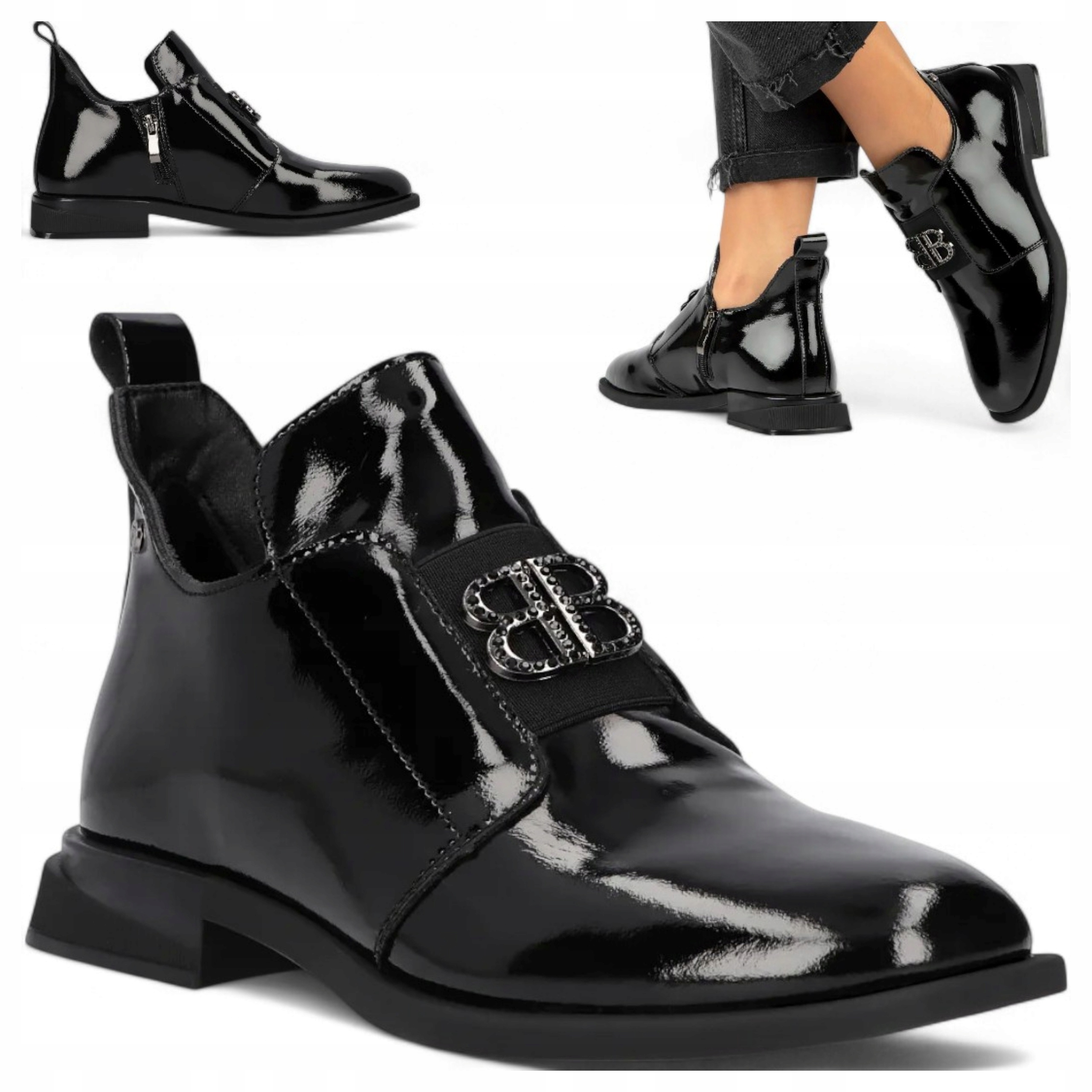 Dámské Kotníkové Boty Kožené Filippo 36 Podzimní Nízké Lakované Ploché Módní