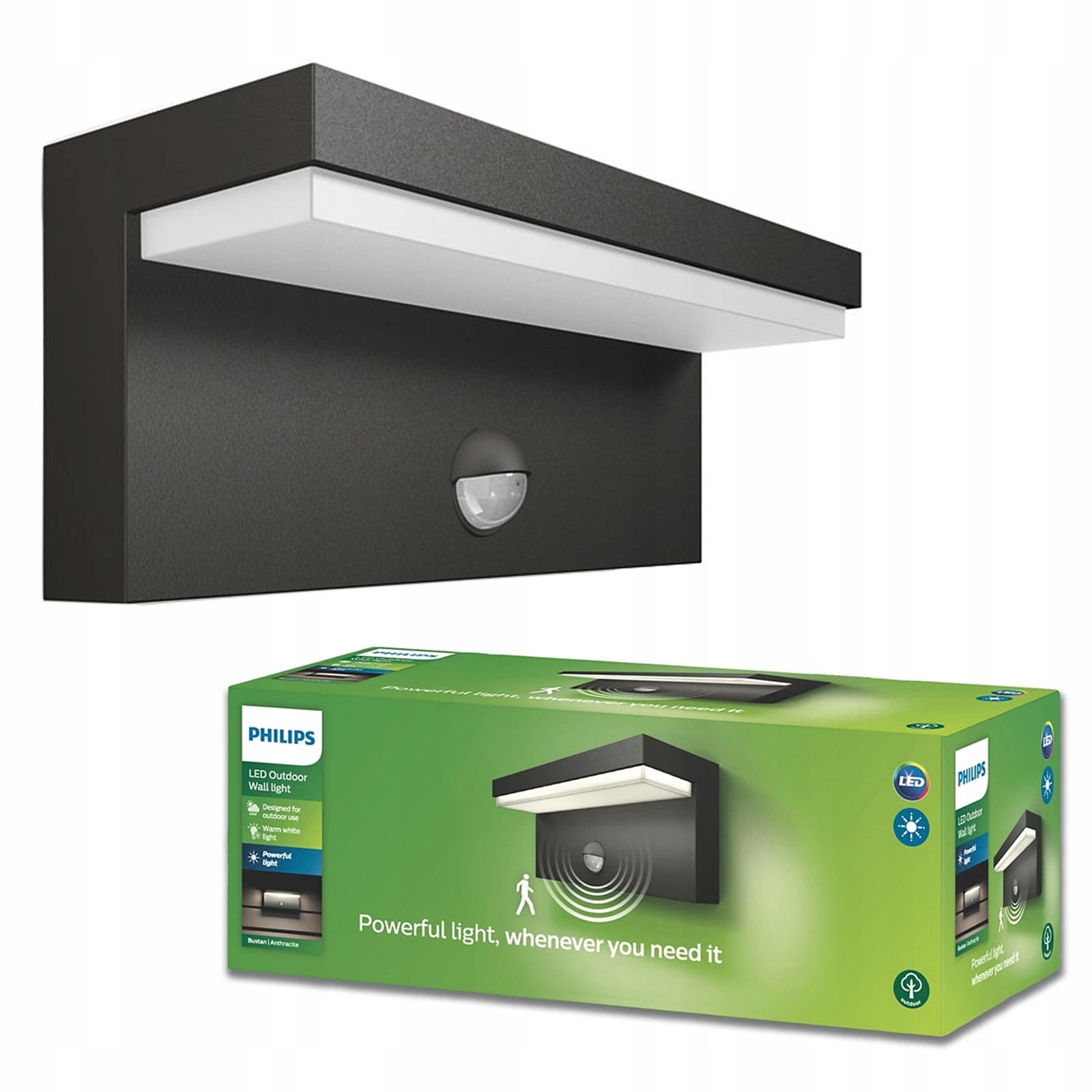 Led záhradná lampa Fasádna nástenná lampa Bustan Ir 4,5W s senzorom Philips