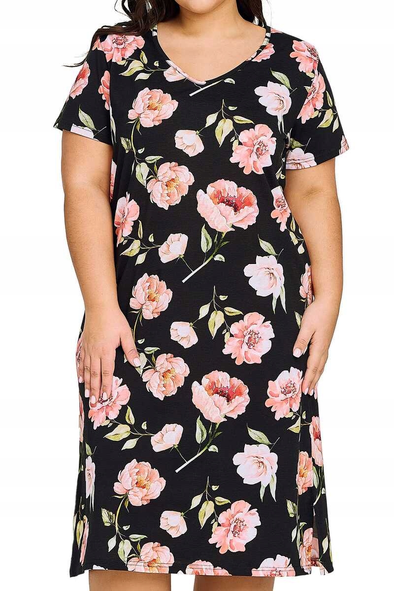 TARO Nočná košeľa Peony 3160 01 čierna 2XL