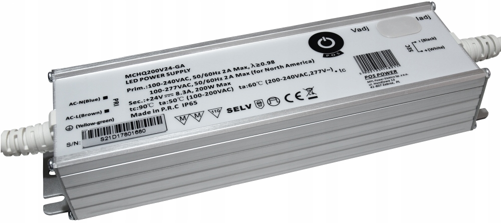 ZASILACZ STAŁONAPIĘCIOWY PRĄDOWY REGULOWANY LED 24V 199W PFC IP65 POS POWER