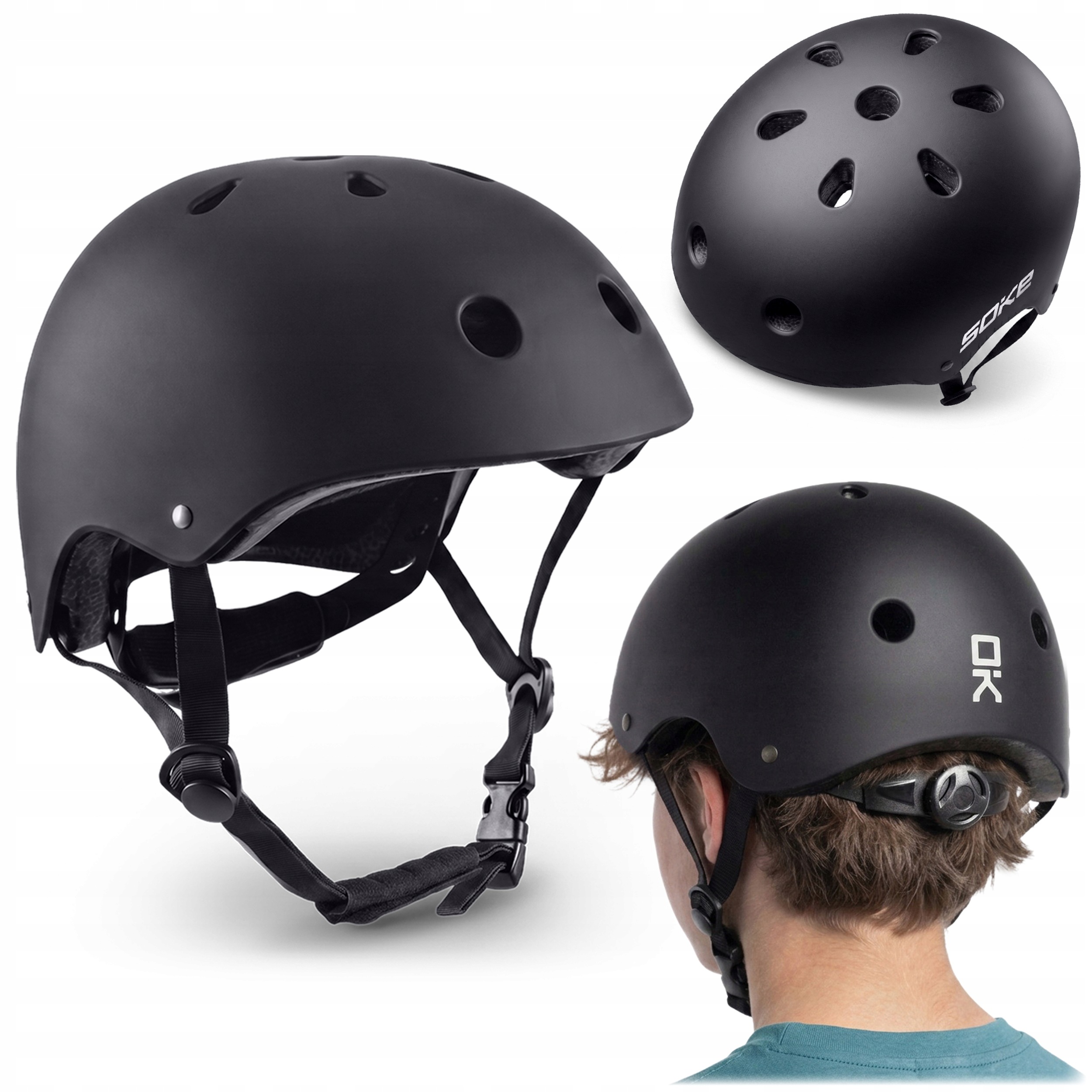 Kask na Hulajnogę Rower rolki deskorolkę Regulowany Soke 58-61cm L czarny