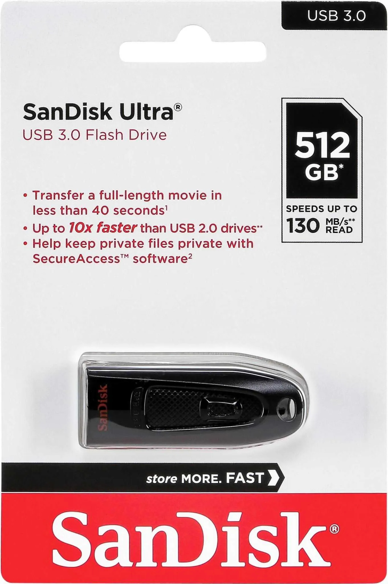 SanDisk Ultra/512GB/USB 3.0/USB-A/Čierna