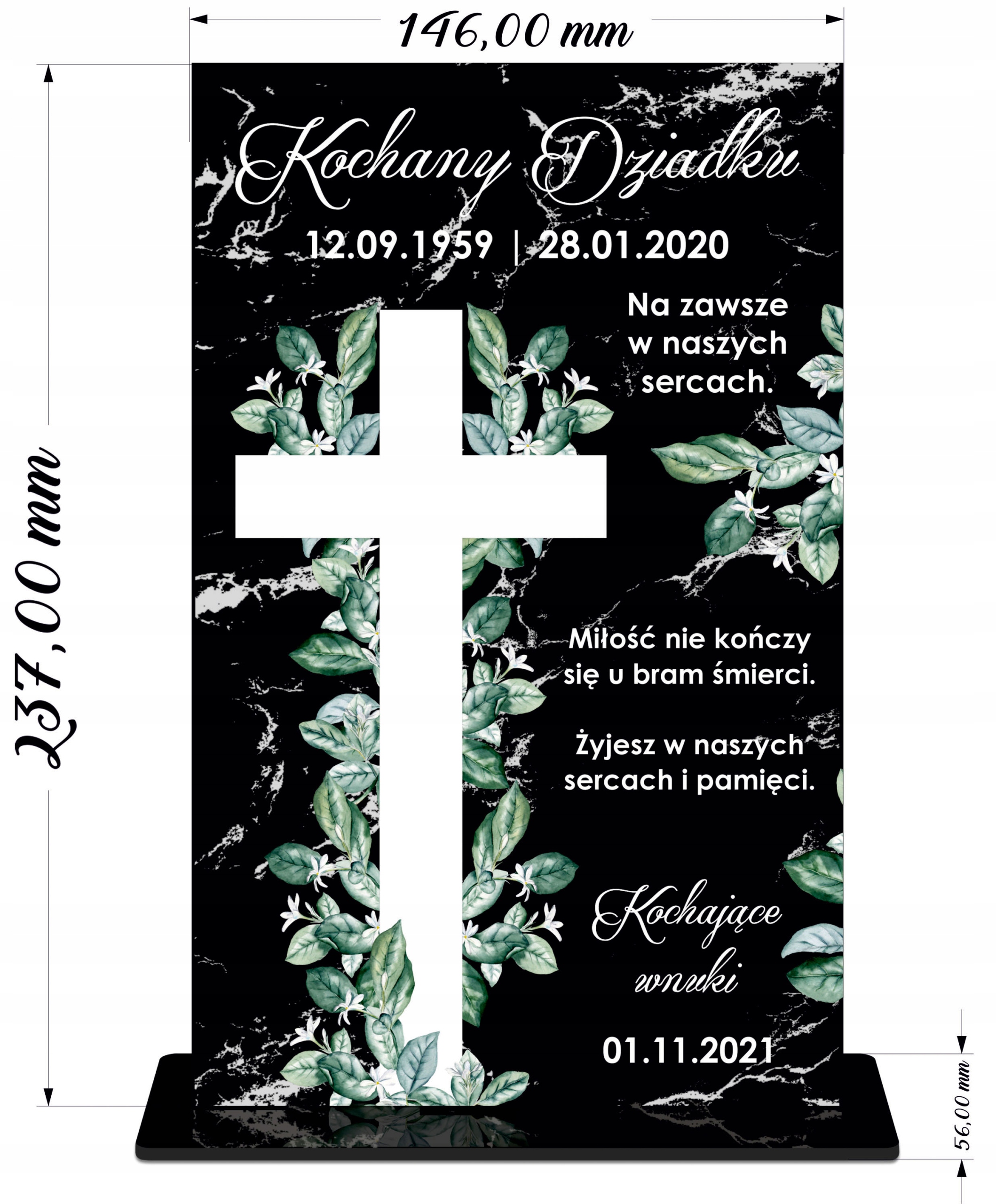 STATUETKA NA GRÓB NAGROBEK DO ZNICZA DEDYKACJA Motyw inny