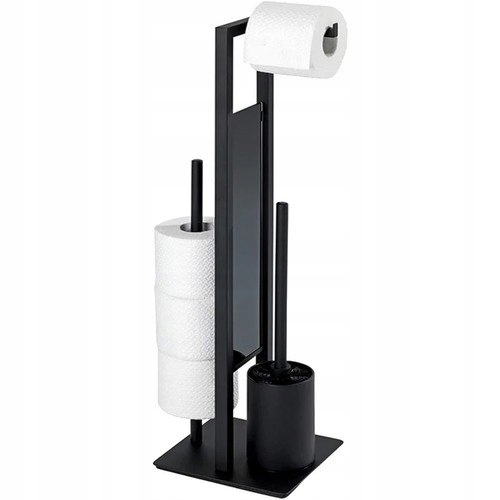 STOJAK NA PAPIER TOALETOWY SZCZOTKĘ WC 3W1 CZARNY MAT ŁAZIENKOWY LOFT
