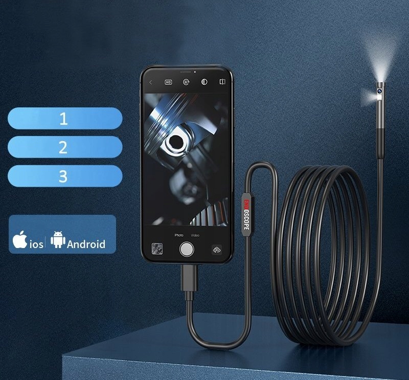 ENDOSKOP KAMERA INSPEKCYJNA DO TELEFONU 7,9mm DUO HD 6LED Android iOS 3m Kod producenta W300-B dual lens