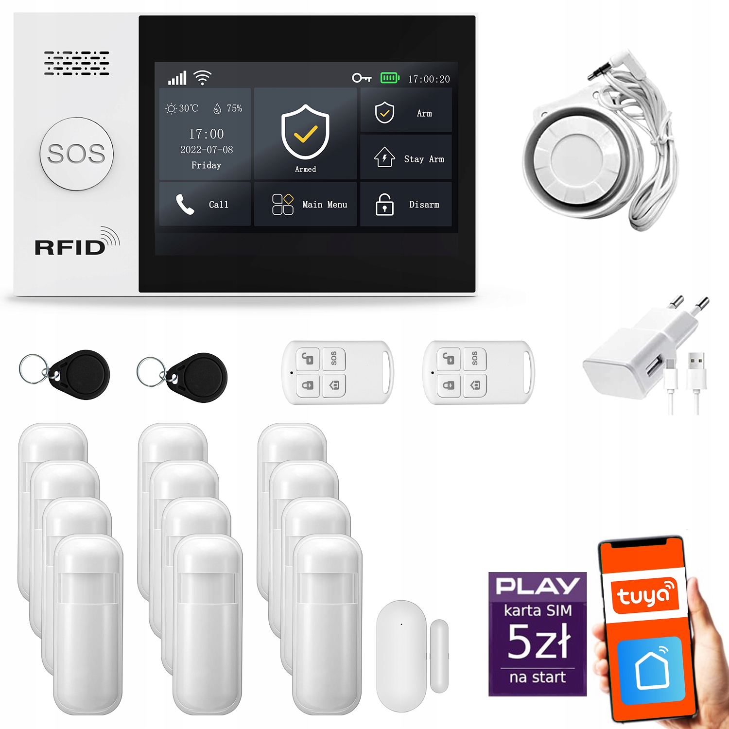 Bezdrôtový alarm Gsm WiFi s aplikáciou Tuya, sada Huxgo HXA007