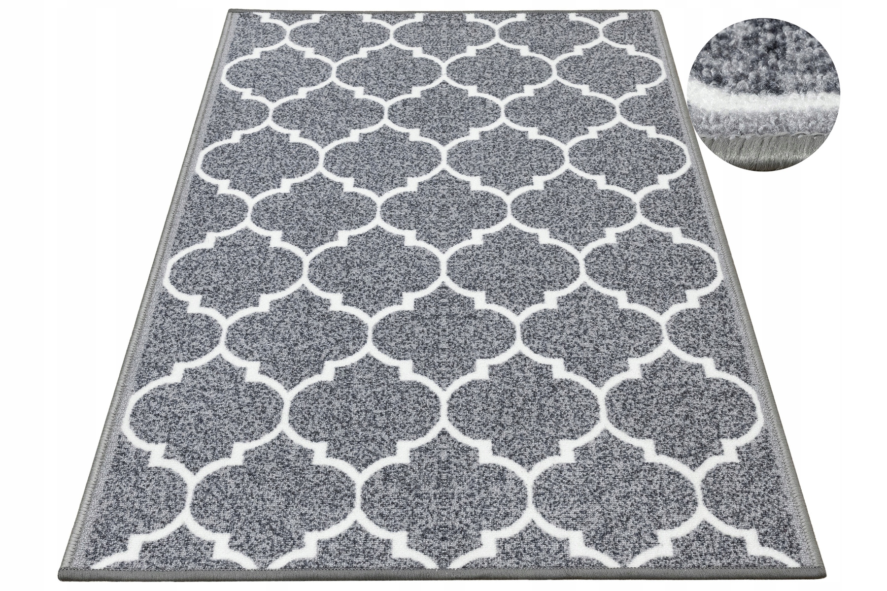 Dywanik Podgumowany Chodniczek Koniczyna Szary Do Jadalni Clover 80x160 cm