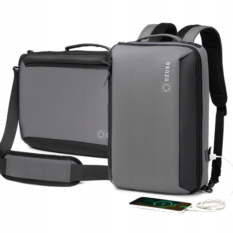 Torba/Plecak Ozuko na laptopa 15,6 9490 z paskiem szary