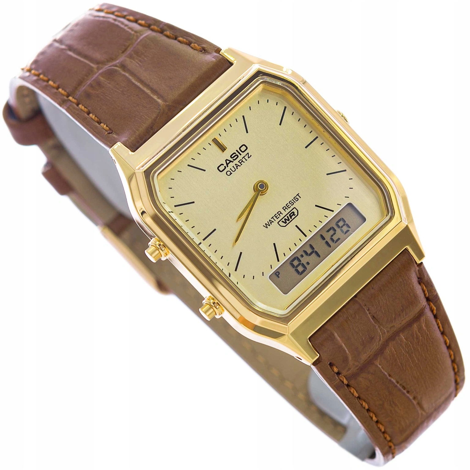 Męski Zegarek Casio AQ-230EGL-9AEF Brązowy Na Pasku Klasyczny