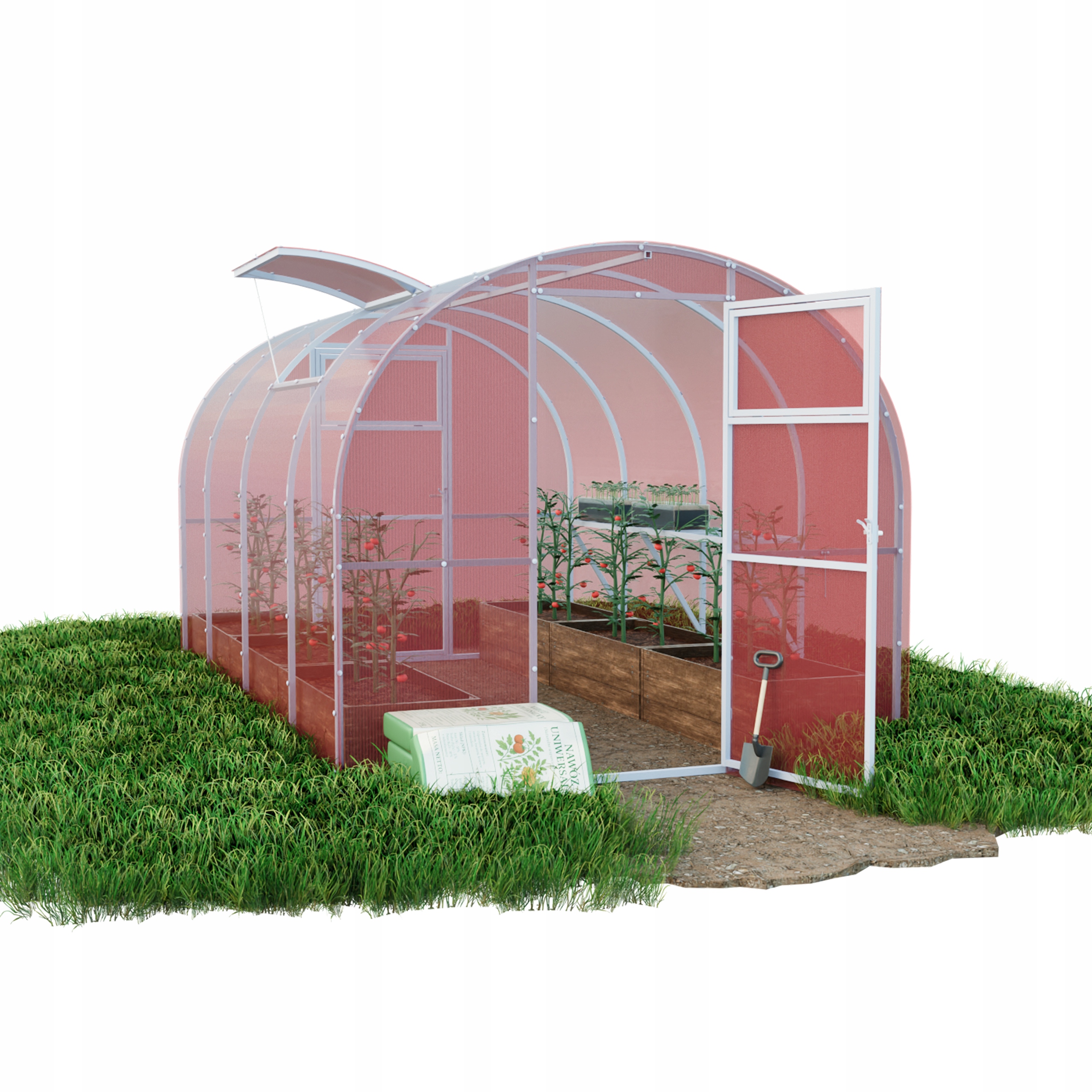 Skleník růžový zahradní polykarbonátový tunel 2,4x4 m 6 mm profily 20x20