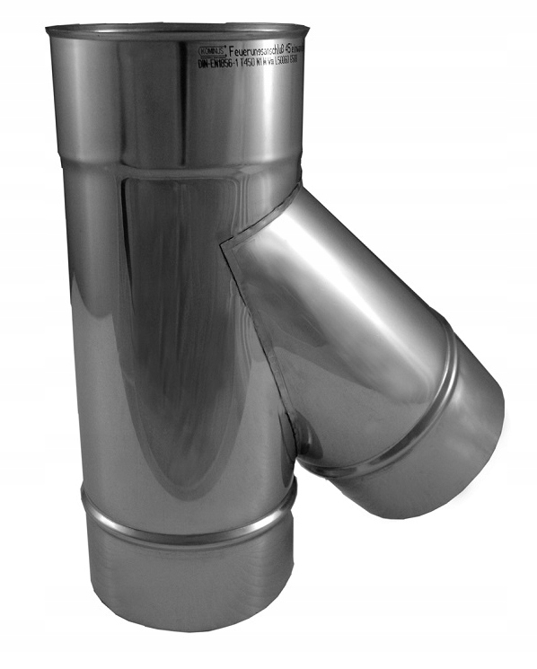 Ks t-rozdělovač kyselinovzdorný 45 stupňů fi 130 mm 1,0 mm komínová vložka ocel