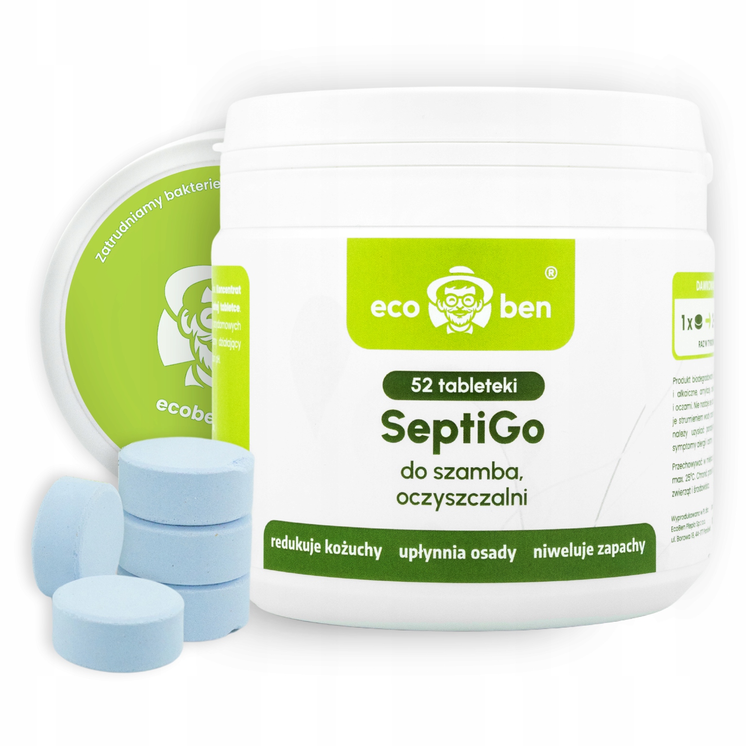 Tabletki do szamba oczyszczalni SeptiGO Bio bakterie EcoBen na rok 52 szt