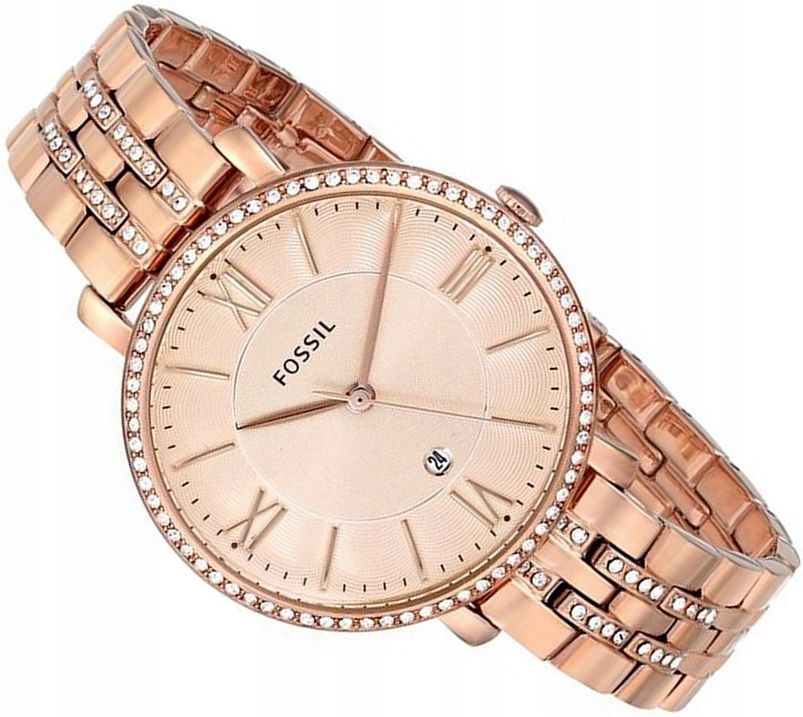 Elegantní Dámské Hodinky Fossil ES3546 Jacqueline Růžové Zlato S Krystaly