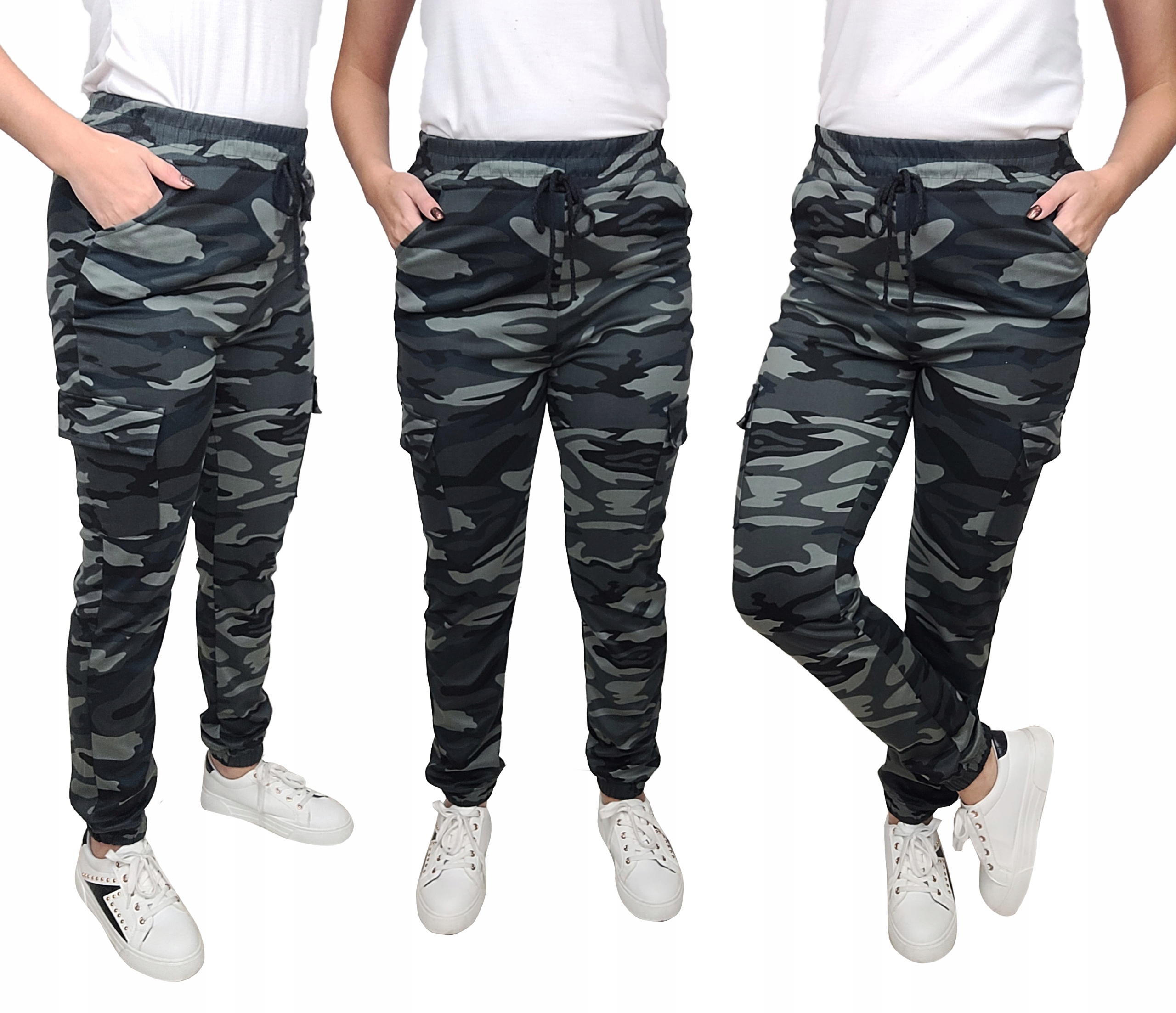 

Cargo damskie spodnie bojówki dresy joggery Moro