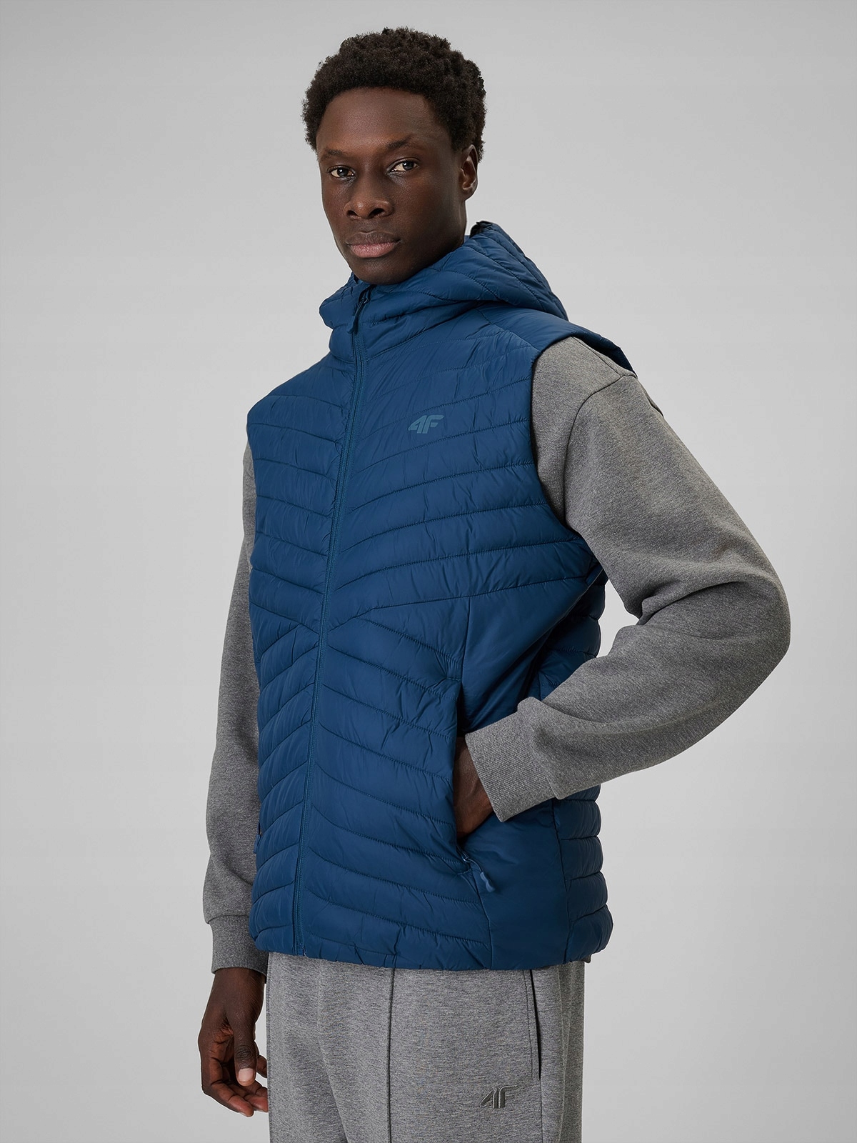 4F Bunda Bez Rukávů Tmavě Modrá S Kapucí S