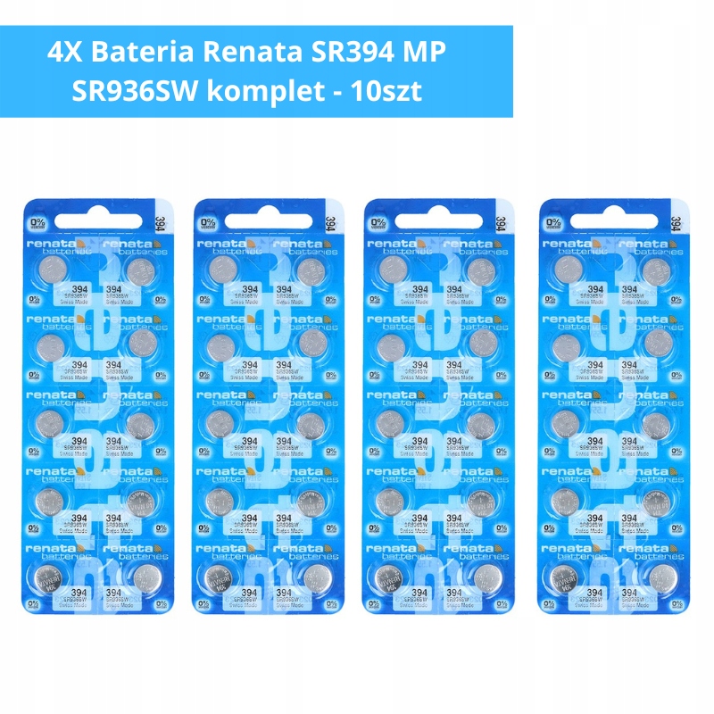 Komplet Baterií 40 Kusů Stříbrná baterie Renata 394 Sr 936 Sw 380 G9