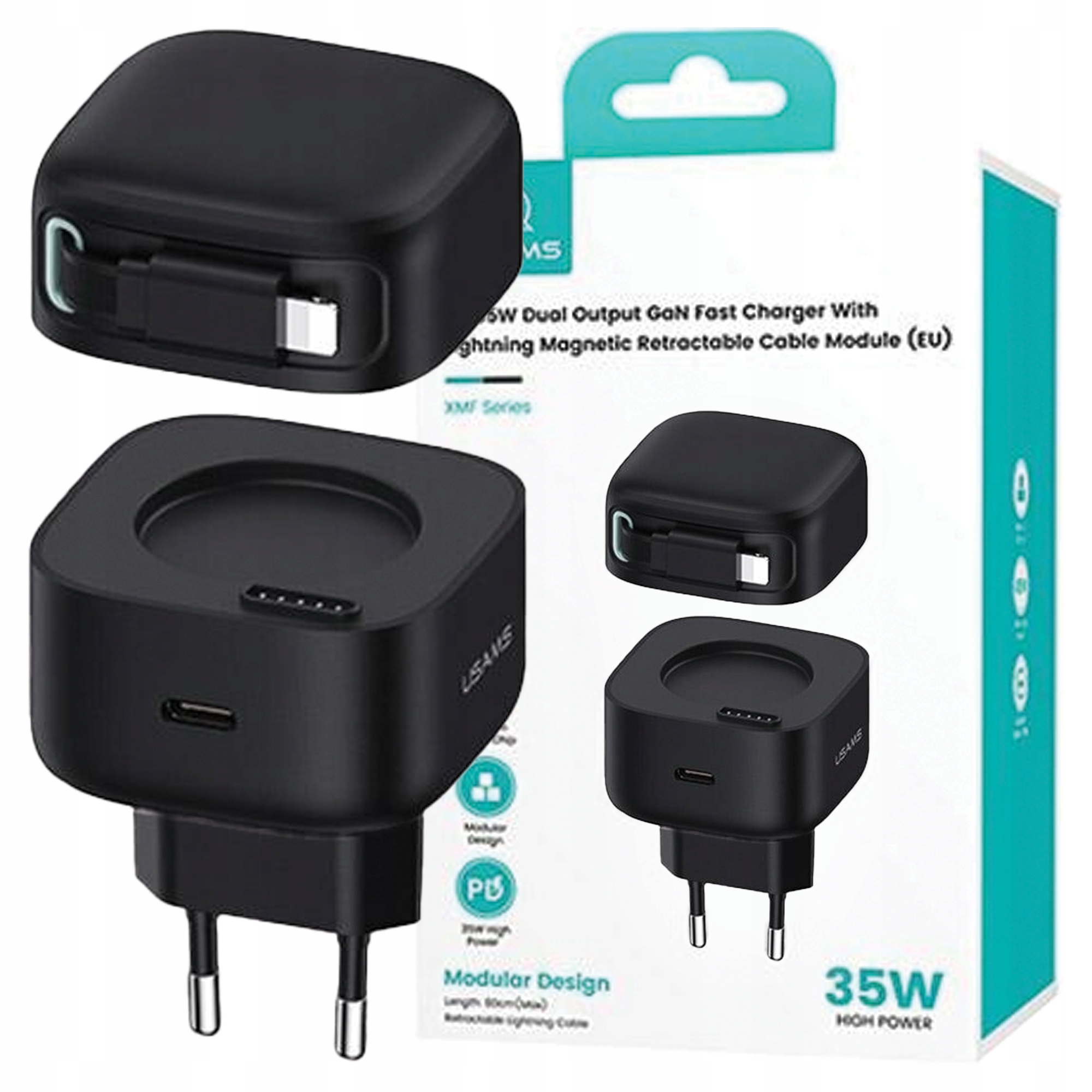 Usams Nabíječka S Navíjecím Kabelem Lightning Pro Iphone 11 12 13 14, Výkon 35W Pd