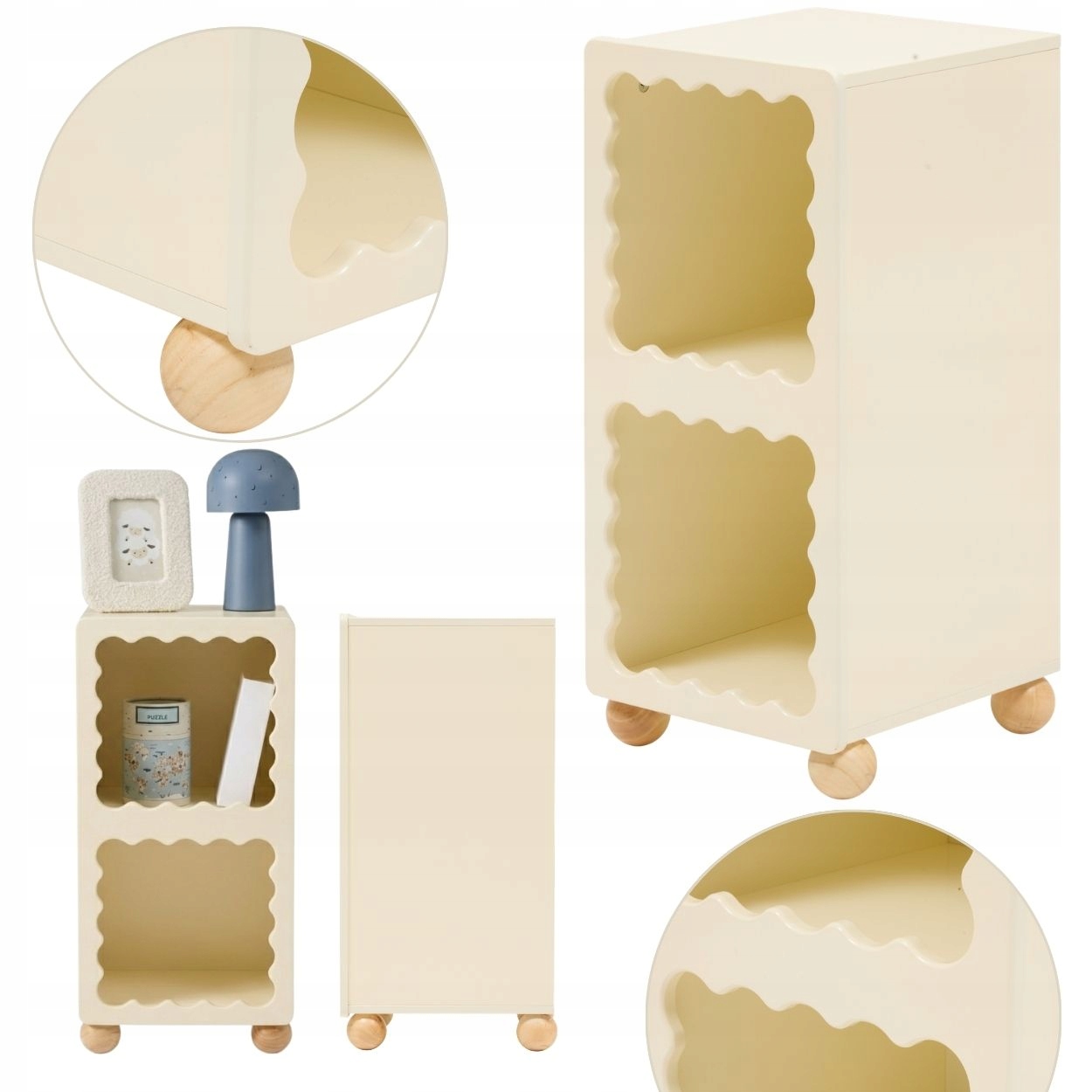 Noční Stolek dětská malá Komoda nábytek pro děti na příslušenství béžová