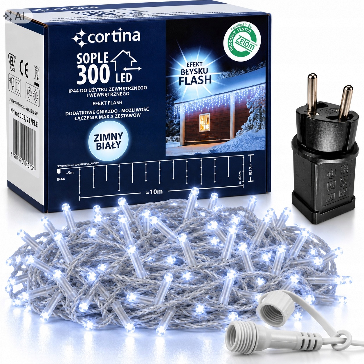 Vánoční Osvětlení Na Stromeček Rampouchy 300 Led Bílé Flash Venkovní Vánoční Osvětlení