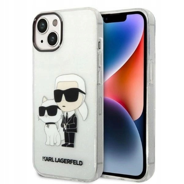 Etui Karl Lagerfeld Karl&Choupette Glitter na iPhone 14 Plus, transparentne