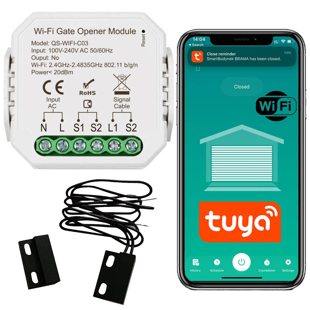 

Sterownik do Bramy Garażowej Wifi Tuya czujnik