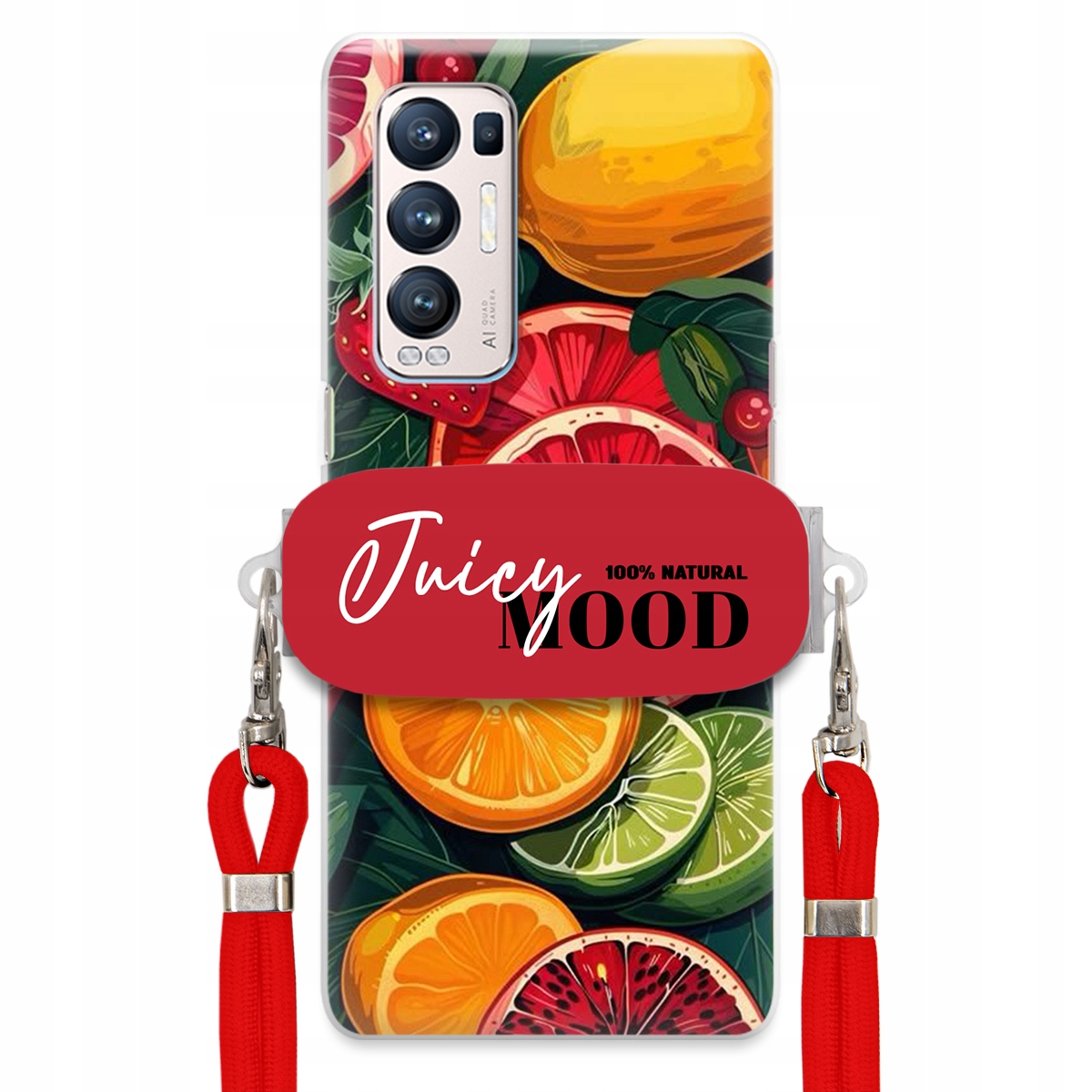 Puzdro pre Oppo Reno 5 Pro Plus 5G Červené vodítko držiak Juice Mood Módne