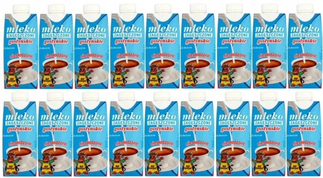 Levně 18 x 350 g Gostyń zahuštěné mléko neslazené 7,5% Svařovací