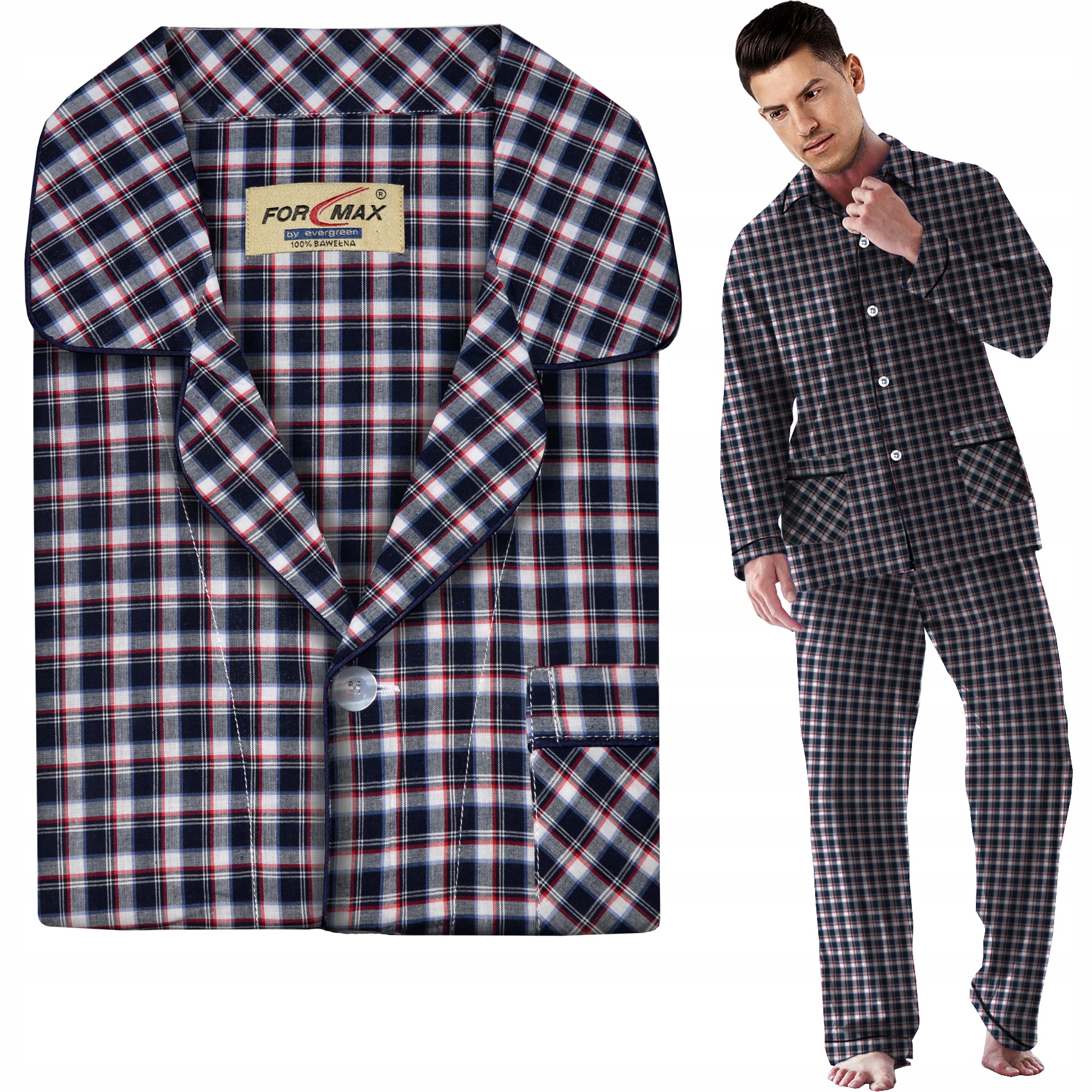 Komfortní Tkaninové pánské pyžamo Rozepínací 100% Bavlna vel M