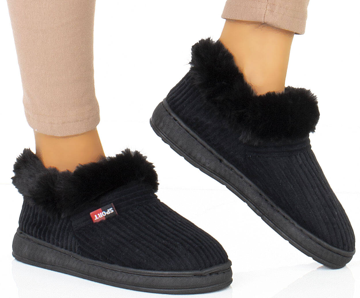 KAPCIE DOMOWE KLAPKI OCIEPLANE CZARNE WSUWANE CIEPŁE FUTERKO 38
